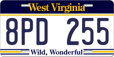 WV license plate 8PD255