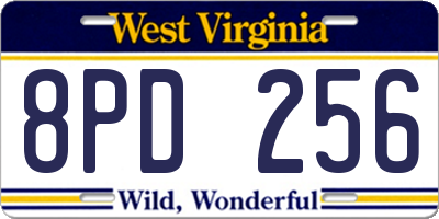 WV license plate 8PD256