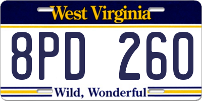 WV license plate 8PD260