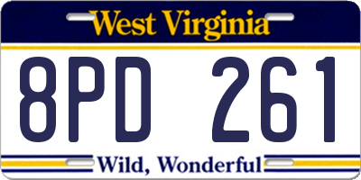 WV license plate 8PD261