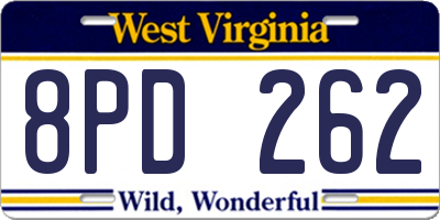 WV license plate 8PD262