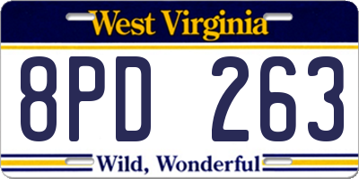 WV license plate 8PD263