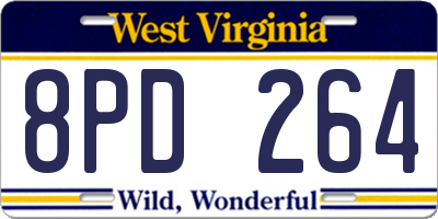 WV license plate 8PD264