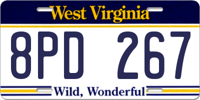WV license plate 8PD267