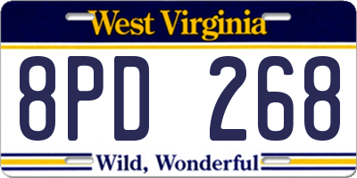 WV license plate 8PD268