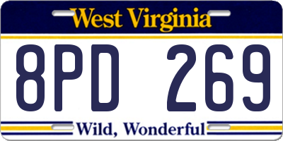 WV license plate 8PD269