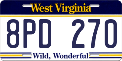 WV license plate 8PD270