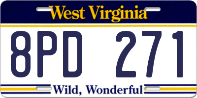 WV license plate 8PD271