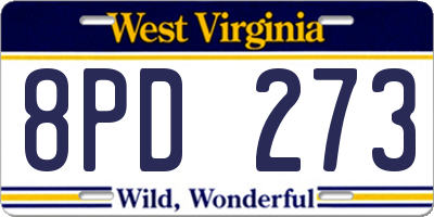 WV license plate 8PD273