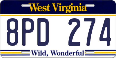 WV license plate 8PD274