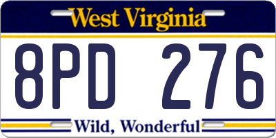 WV license plate 8PD276