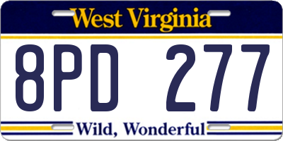 WV license plate 8PD277