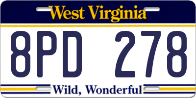 WV license plate 8PD278