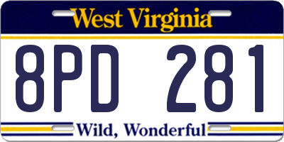 WV license plate 8PD281