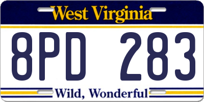 WV license plate 8PD283