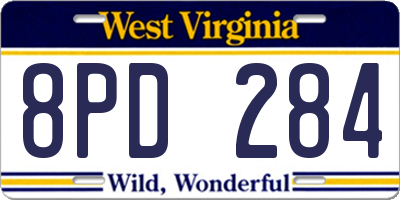 WV license plate 8PD284