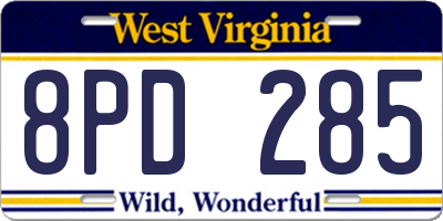 WV license plate 8PD285