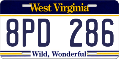 WV license plate 8PD286