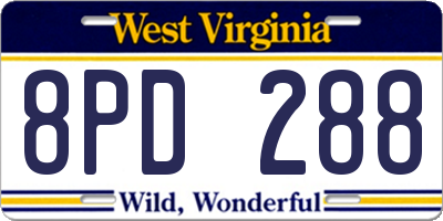 WV license plate 8PD288