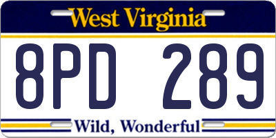 WV license plate 8PD289