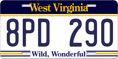 WV license plate 8PD290