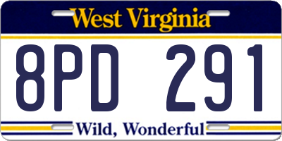 WV license plate 8PD291