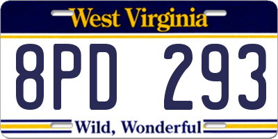WV license plate 8PD293