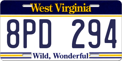 WV license plate 8PD294
