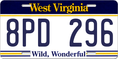WV license plate 8PD296
