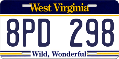 WV license plate 8PD298