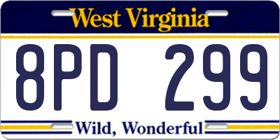 WV license plate 8PD299