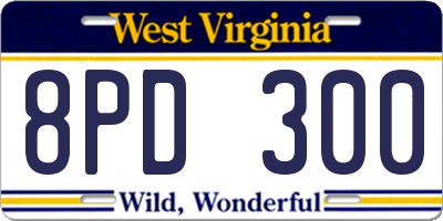 WV license plate 8PD300