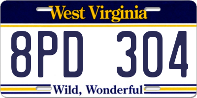 WV license plate 8PD304