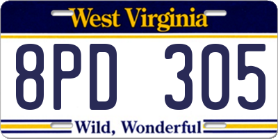 WV license plate 8PD305