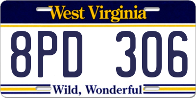 WV license plate 8PD306