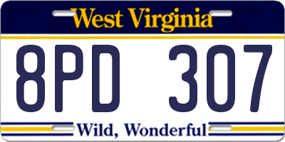 WV license plate 8PD307