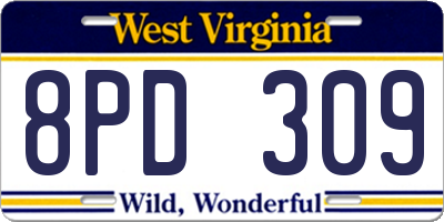 WV license plate 8PD309