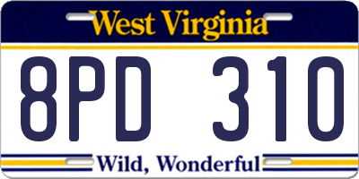 WV license plate 8PD310