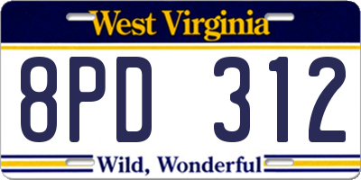 WV license plate 8PD312