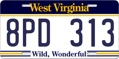 WV license plate 8PD313