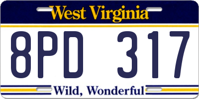 WV license plate 8PD317