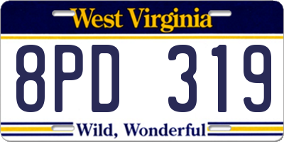 WV license plate 8PD319