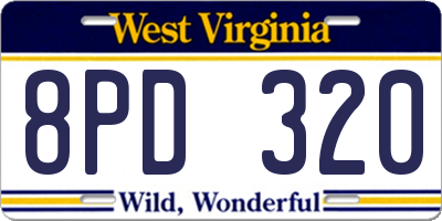 WV license plate 8PD320