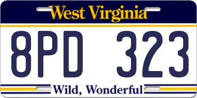 WV license plate 8PD323