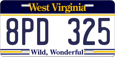 WV license plate 8PD325