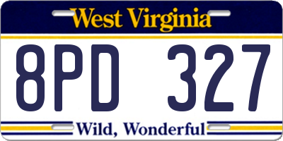 WV license plate 8PD327