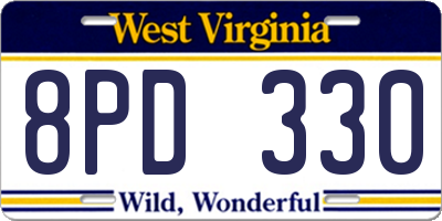 WV license plate 8PD330