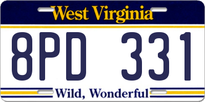 WV license plate 8PD331