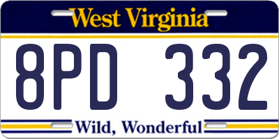 WV license plate 8PD332