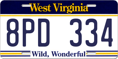 WV license plate 8PD334